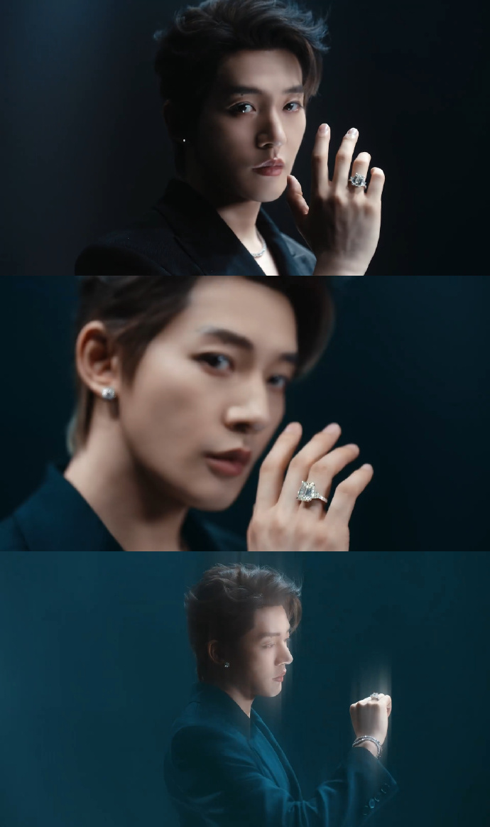 鄧為深V西裝和天然鉆石好配/壹號娛樂